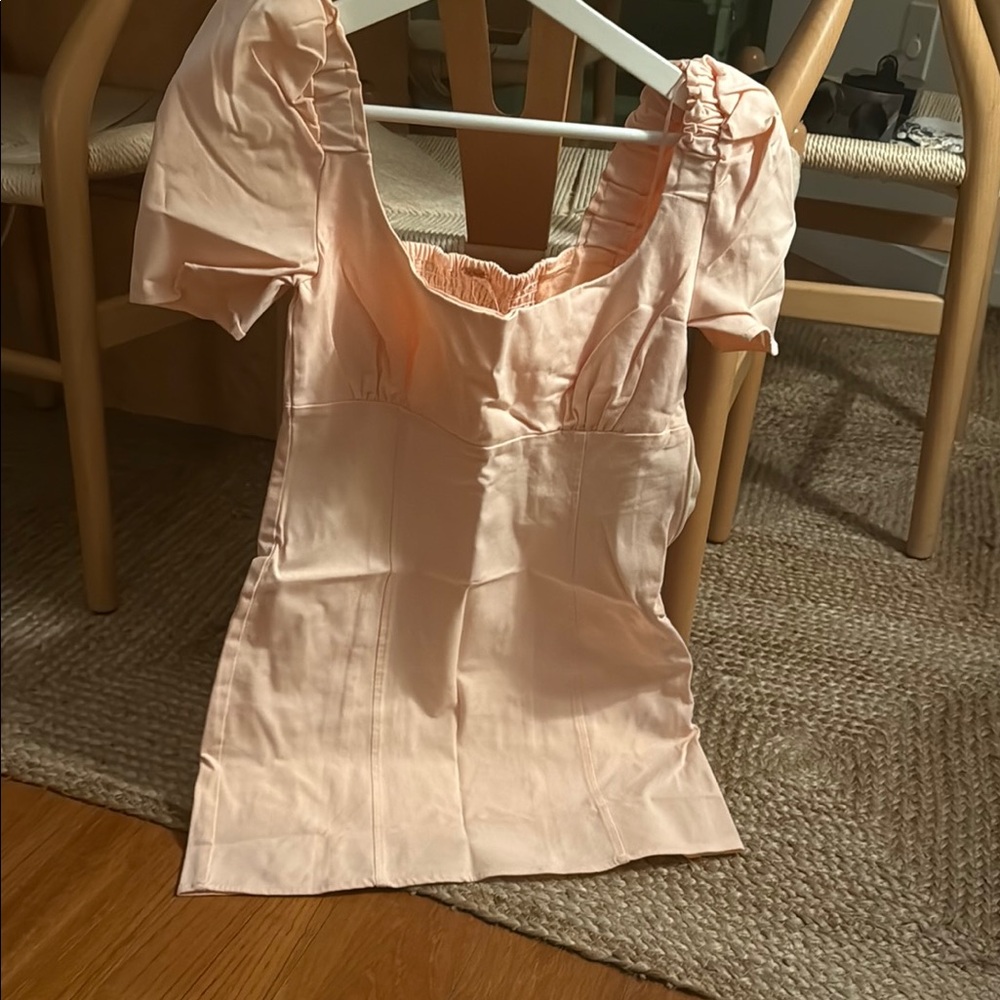 Free People Peach/Pink Puff Sleeve dress